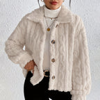 Damen Plüsch-Steppjacke mit hohem Kragen R&B