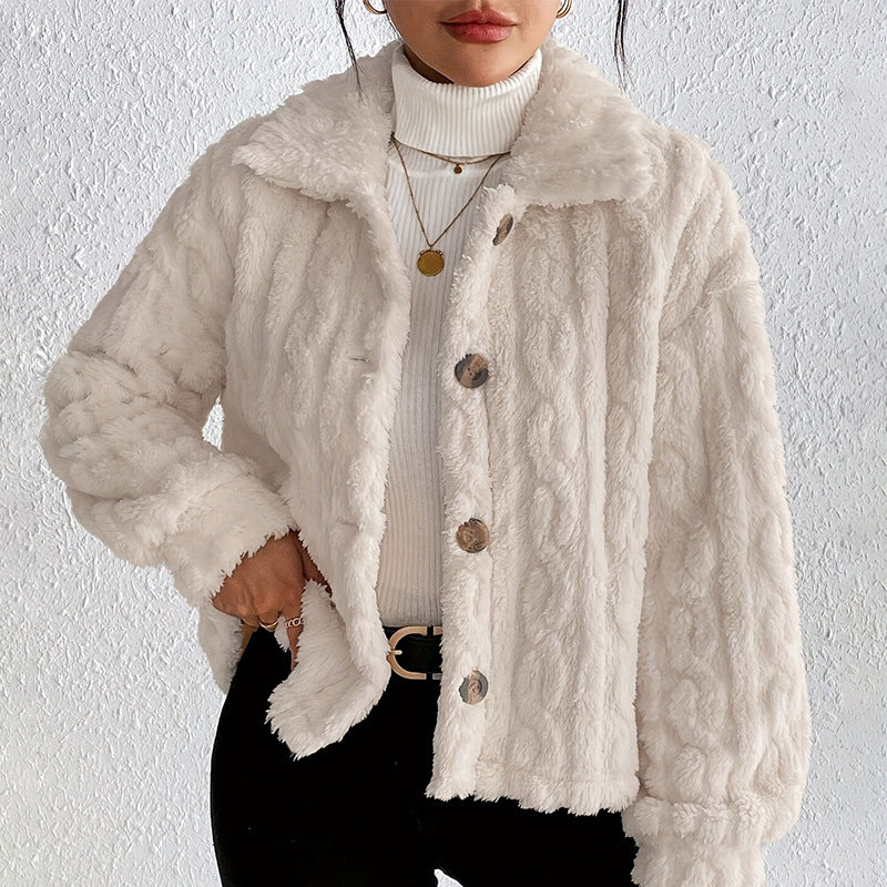 Damen Plüsch-Steppjacke mit hohem Kragen R&B