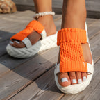 Damen komfortable Zehentrenner-Sandalen mit geflochtenem Obermaterial R&B