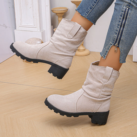 Damen Modische Stiefeletten mit gefüttertem Kragen und robustem Profil R&B