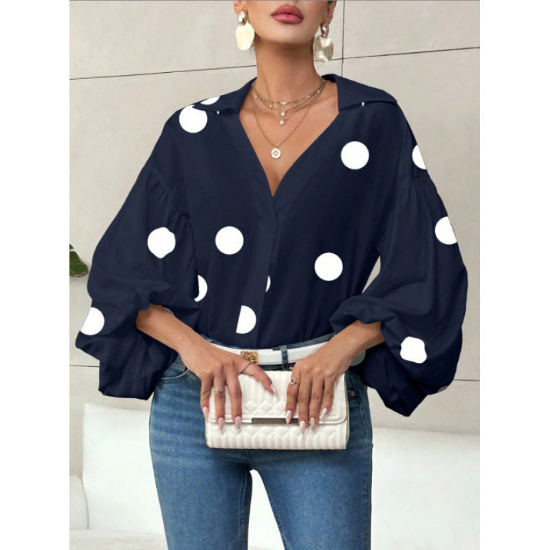 Damen Bluse mit voluminösen Ballonärmeln und elegantem Kragen R&B