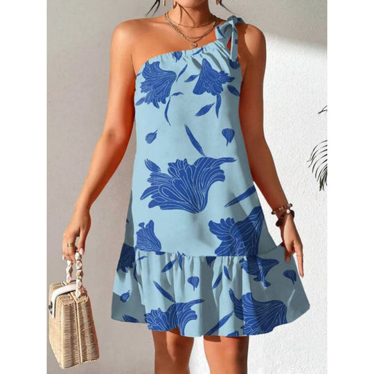 Damen Sommerliches Minikleid mit verspieltem Volant und asymmetrischem Saum R&B