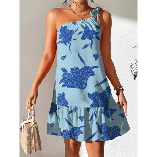 Damen Sommerliches Minikleid mit verspieltem Volant und asymmetrischem Saum R&B