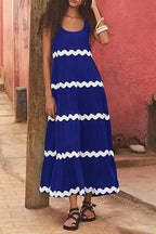 Damen Maxikleid mit Wellenmuster und weitem Schnitt R&B