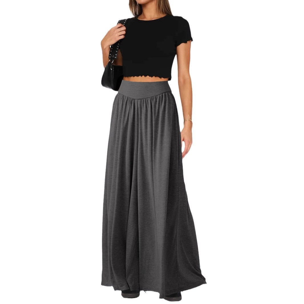 Damen weite Jersey-Hose mit hohem Bund R&B