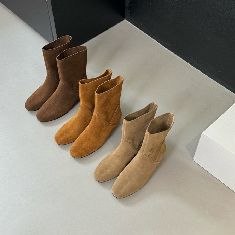 Damen Elegante Stiefeletten aus weichem Wildleder mit praktischem Anziehschlitz R&B