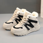 Damen warme High-Top Sneakers mit flauschigem Innenfutter und robuster Profilsohle R&B