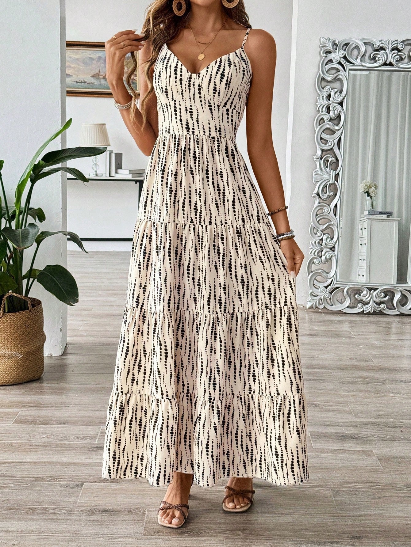 Damen Maxikleid mit trägerlosem Design und fließendem Schnitt R&B