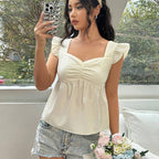 Damen Top mit Rüschendetails und tailliertem Schnitt R&B