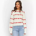 Damen Strickpullover mit Herzmuster und lässigem Schnitt R&B