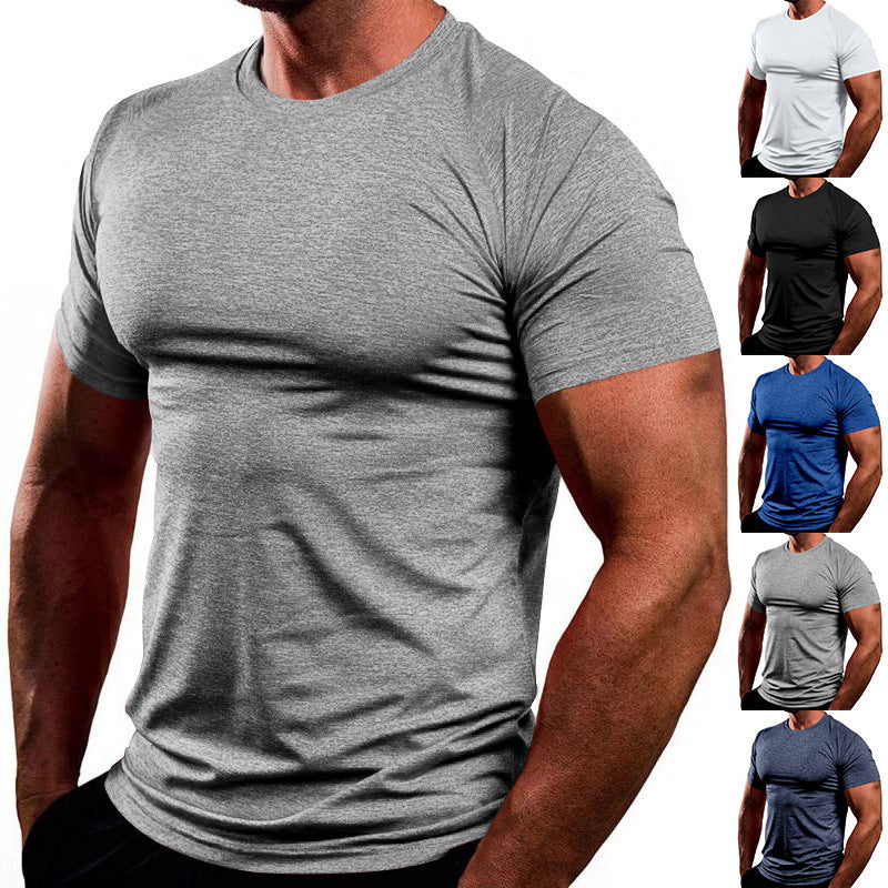 Herren nan athletisches Melange-Elasthanshirt mit nahtlosem Schulterdesign und körperformendem Schnitt R&B