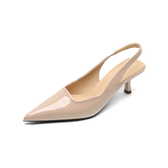 Damen Slingback-Pumps mit spitzem Zehenbereich und elegantem Hochglanz R&B