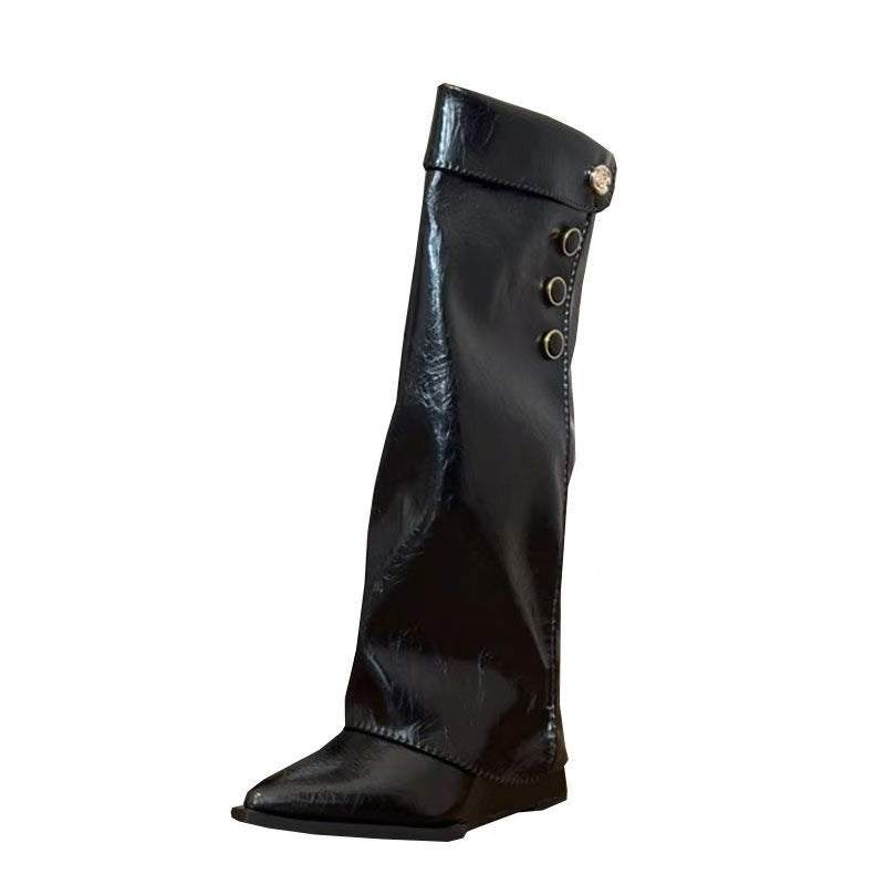 Damen Stilvolle Knöchelhohe Stiefel mit flexiblem Schaft und Knopfdetail R&B