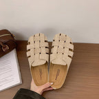 Damen geflochtene Komfort-Pantoletten mit ergonomischem Fußbett R&B