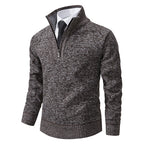 Herren eleganter Strickpullover mit halbem Reißverschluss und strukturierter Oberfläche R&B