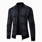 Herren modische Strickjacke mit hohem Kragen und stilvollem Karomuster