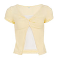 Damen Süßes kurzes T-Shirt mit Knoten-Design und Cut-out-Details R&B