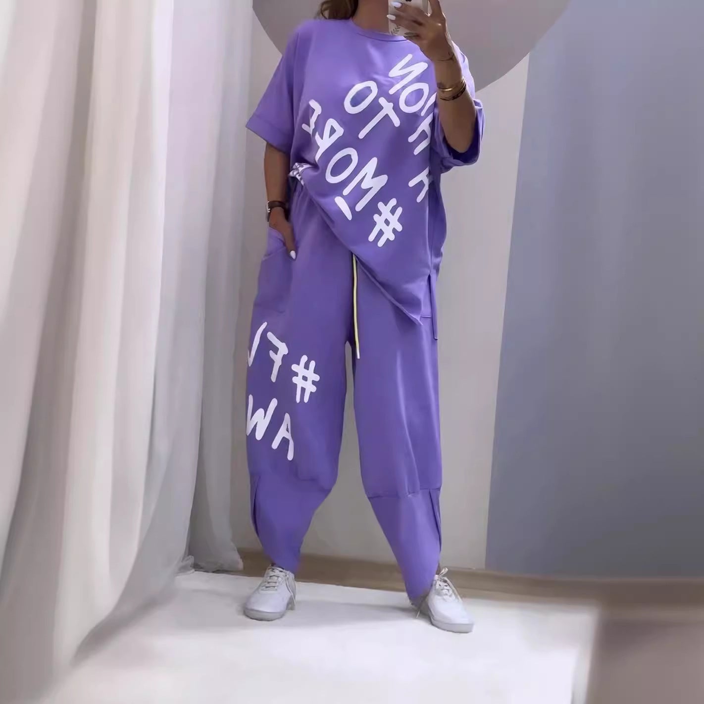 Damen lässiger Oversized Sweater und Jogginghose-Set R&B