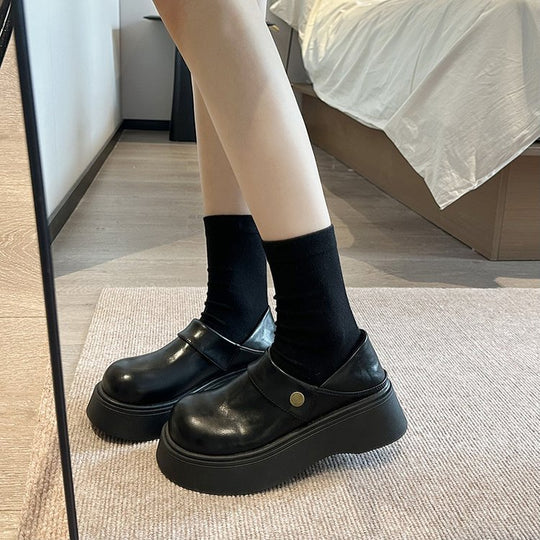 Damen modische Clogs mit stabilem Plateau und praktischen Riemen R&B