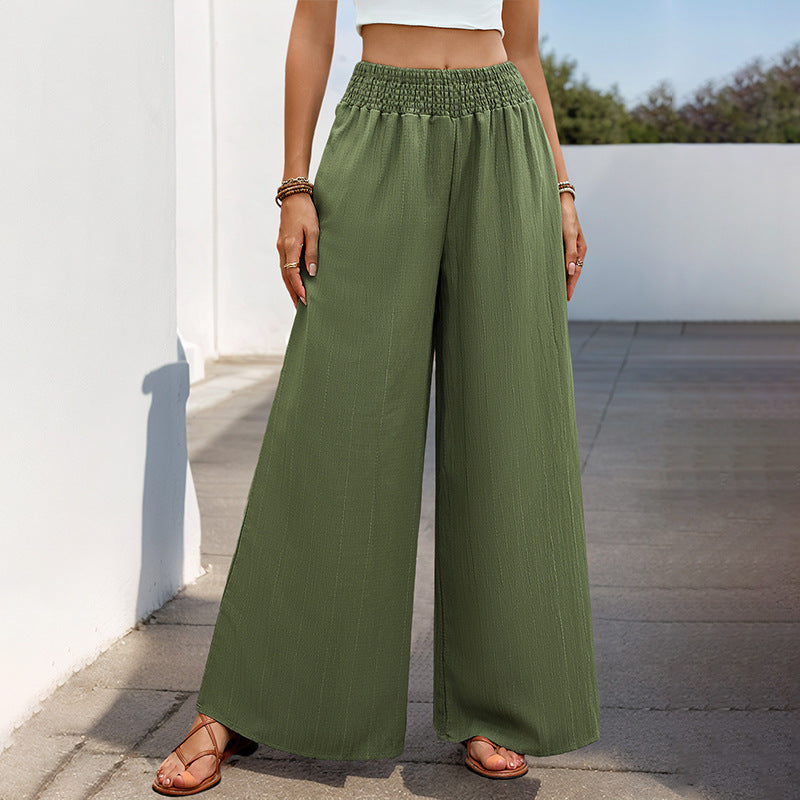 Damen Weite Palazzo-Hose mit elastischem Taillenbund und lässiger Schnitt R&B