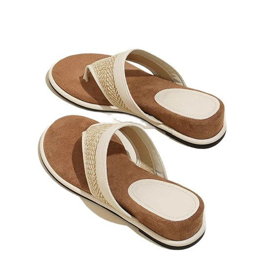 Damen modische Sommerschlappen mit geflochtenem Riemen und ergonomischer Sohle R&B