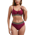 Damen Hoch tailliertes Bikini-Set mit dekorativem Knotendetail R&B