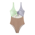 Damen Hochtaillierter Bikini mit verstellbaren Trägern und Knotendetail R&B