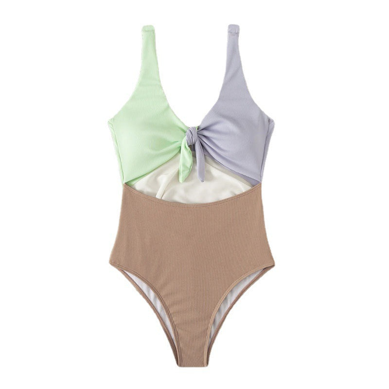 Damen Hochtaillierter Bikini mit verstellbaren Trägern und Knotendetail R&B
