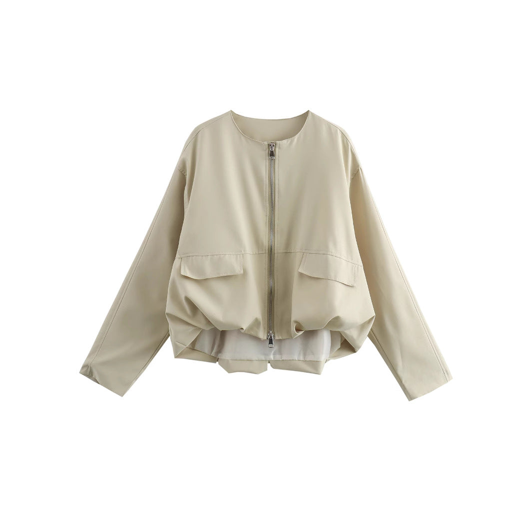 Damen lässige Jacke mit praktischen Taschen und Reißverschluss R&B