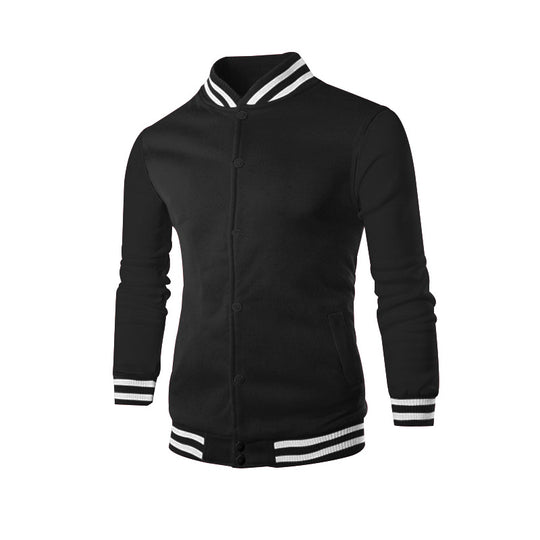 Herren nan schlanke Collegejacke im Collegestil mit Druckknopfleiste und kontrastierenden Rippbündchen R&B