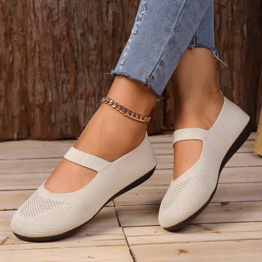 Damen elastische Ballerinas mit komfortablem Fußbett R&B