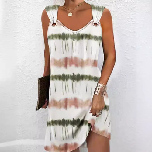 Damen ärmelloses Freizeitkleid mit modischem Cut-Out-Design und einzigartigem Farbverlauf Heidi-Mode