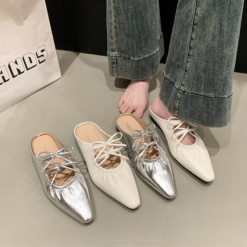 Damen elegante Mules mit Schnürdetail R&B
