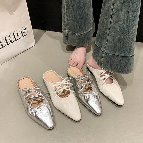 Damen elegante Mules mit Schnürdetail R&B