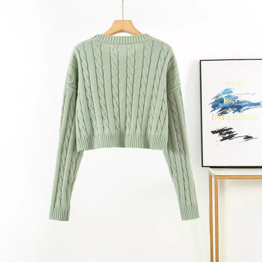 Damen Kurzgeschnittener Strickpullover R&B