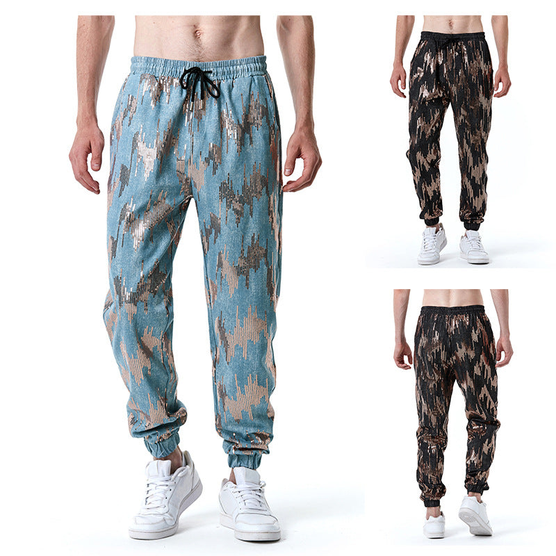 Herren Freizeithose mit Glitzer-Effekt und elastischem Bund