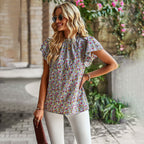 Damen Bluse mit floralem Design und Rüschendetails R&B