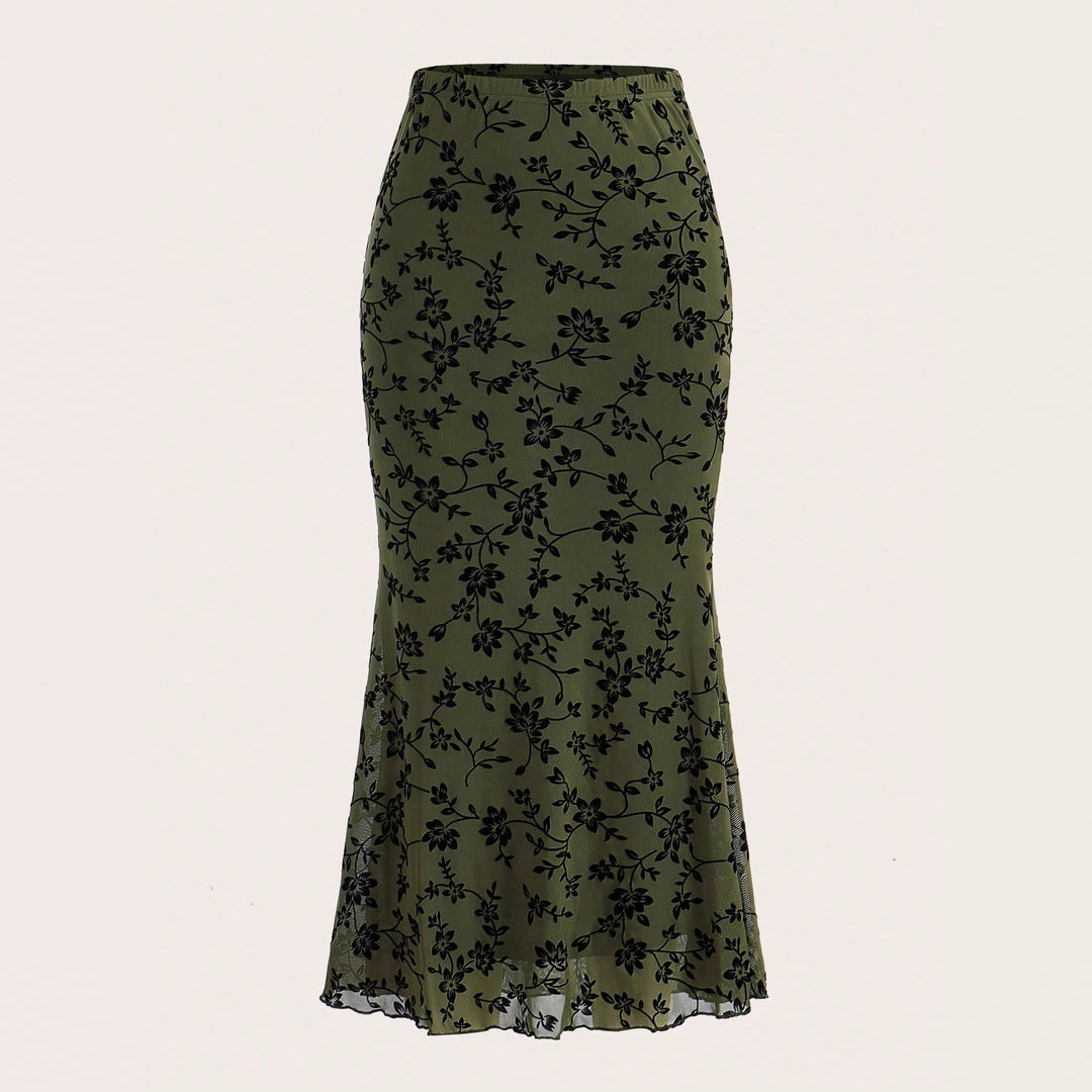 Damen Maxirock mit floralem Design und eleganter Silhouette R&B