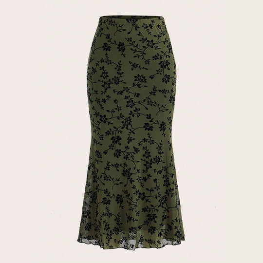 Damen Maxirock mit floralem Design und eleganter Silhouette R&B