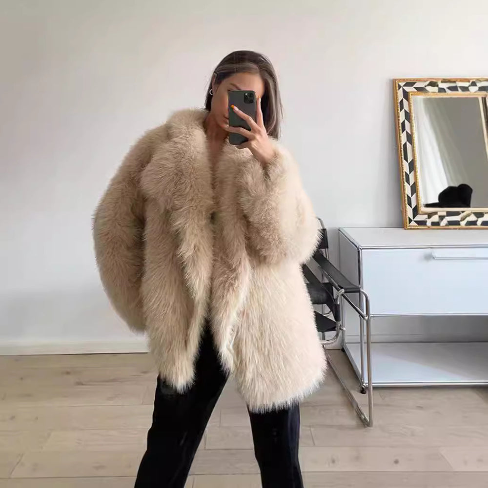 Damen Boucle Kunstfelljacke R&B