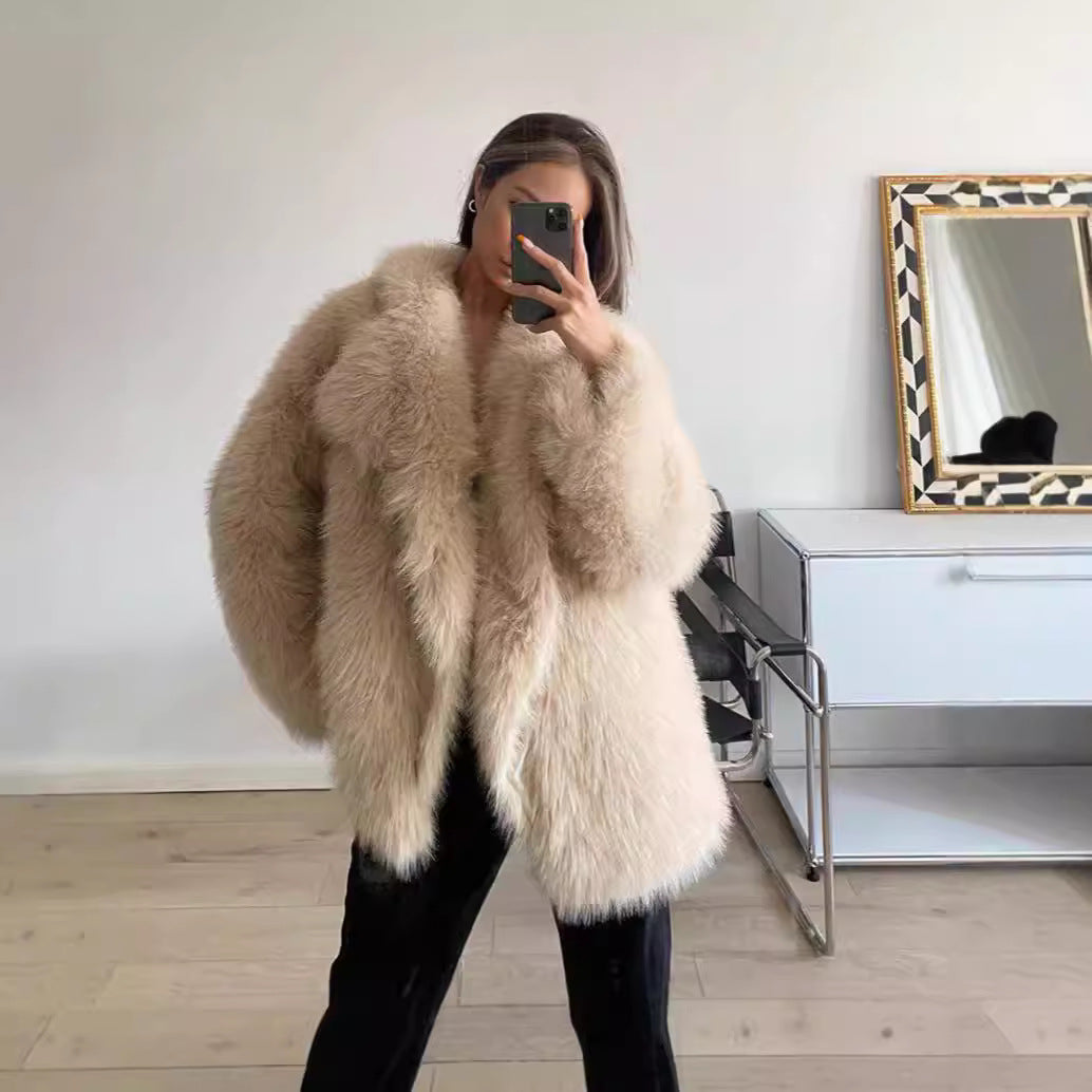 Damen Boucle Kunstfelljacke R&B