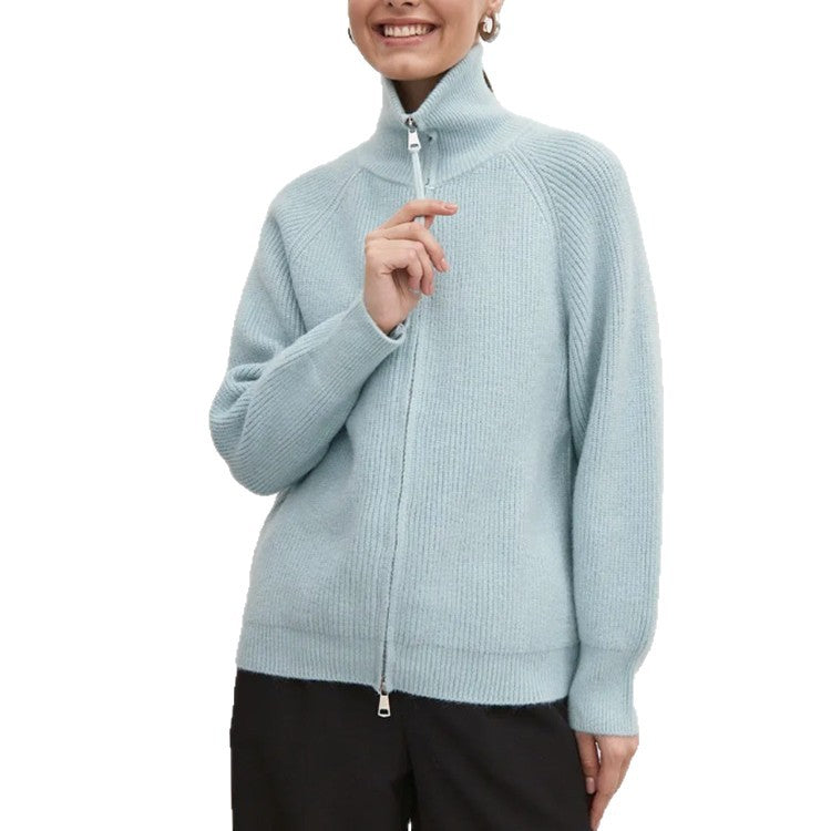 Damen Strickjacke mit hohem Kragen und Reißverschluss R&B