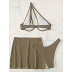 Damen Triangel-Bikini-Set mit modischem Wickelrock und innovativem Design R&B