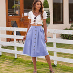 Damen Midi-Rock mit Knopfleiste und praktischen Taschen R&B