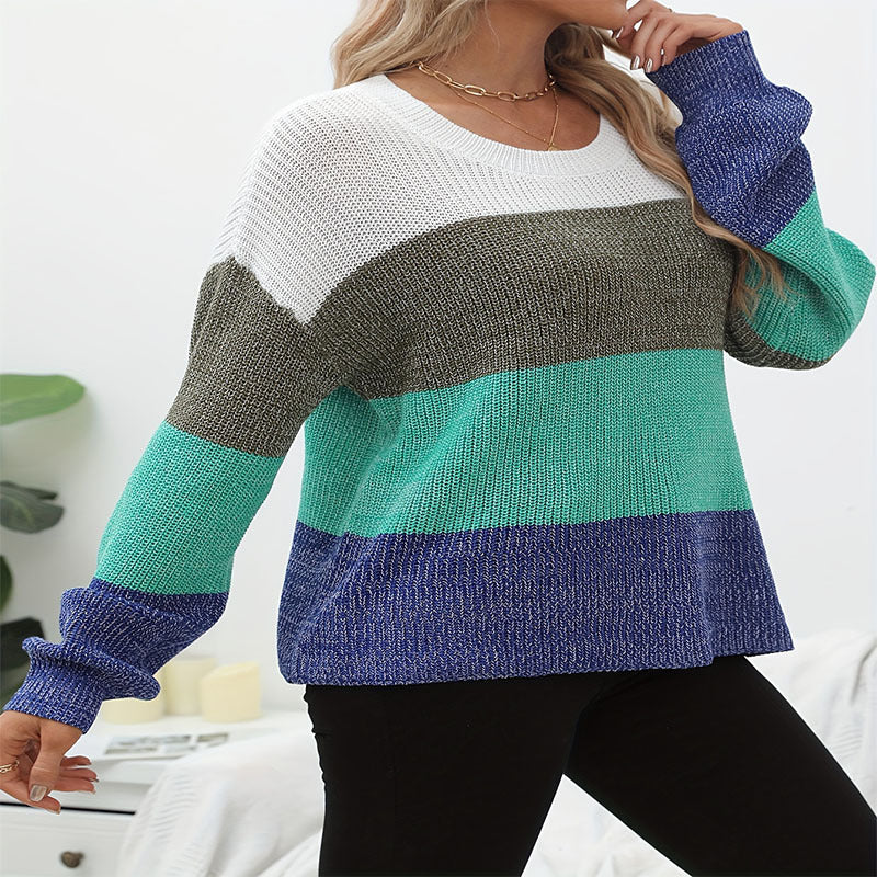 Damen Freizeitpullover mit angesagtem Blockstreifenmuster R&B