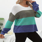 Damen Freizeitpullover mit angesagtem Blockstreifenmuster