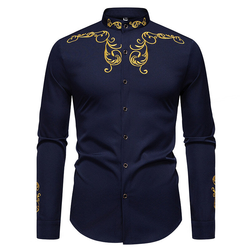 Herren Langarmshirt mit elegantem Stickereidesign R&B