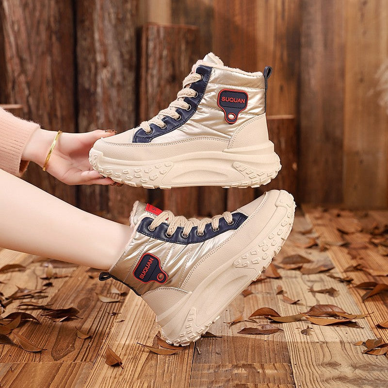 Damen modische High-Top Sneaker mit warmem Futter und rutschfester Sohle R&B