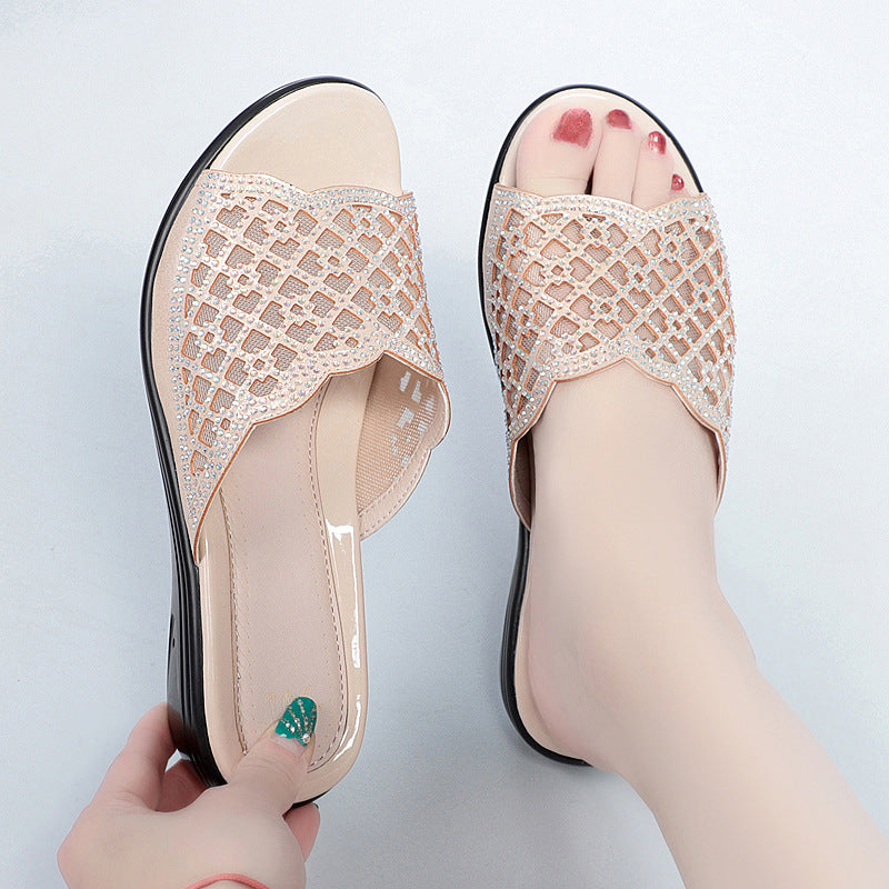 Damen Wedge-Sandalen mit modischem Riemendesign und eleganten Strassverzierungen R&B
