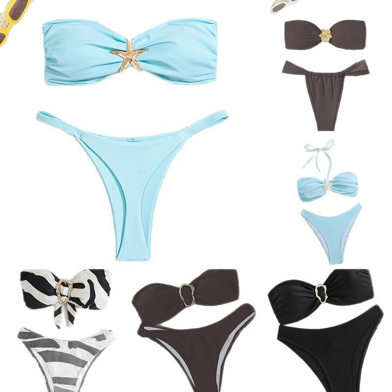 Damen Bandeau-Bikini mit elegantem Verschluss und modischem Design R&B